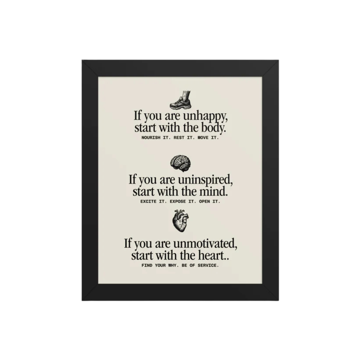 Heart. Body & Mind Framed poster