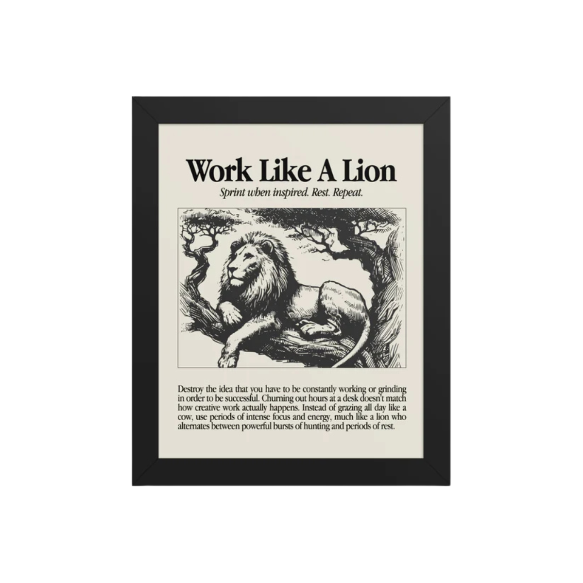 Work Like a Lion Framed poster